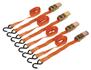 Sealey TD0540S4 - Ratchet Tie Down 25mm x 4mtr Polyester Webbing with S Hooks 500kg Load Test - 2 Pairs