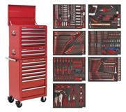 Sealey TBTPCOMBO1 - Tool Chest Combination 14 Drawer with Ball Bearing Runners - Red & 446pc Tool Kit