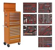 Sealey TBTPCOMBO4 - Tool Chest Combination 14 Drawer with Ball Bearing Runners - Orange & 446pc Tool Kit