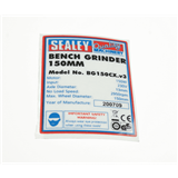 Sealey Bg150cx.V3-13 - Nameplate