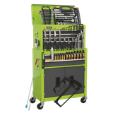 Sealey AP2200COMBOHV - Topchest & Rollcab Combination 6 Drawer with Ball Bearing Slides - Hi-Vis Green/Grey & 128pc Tool Kit